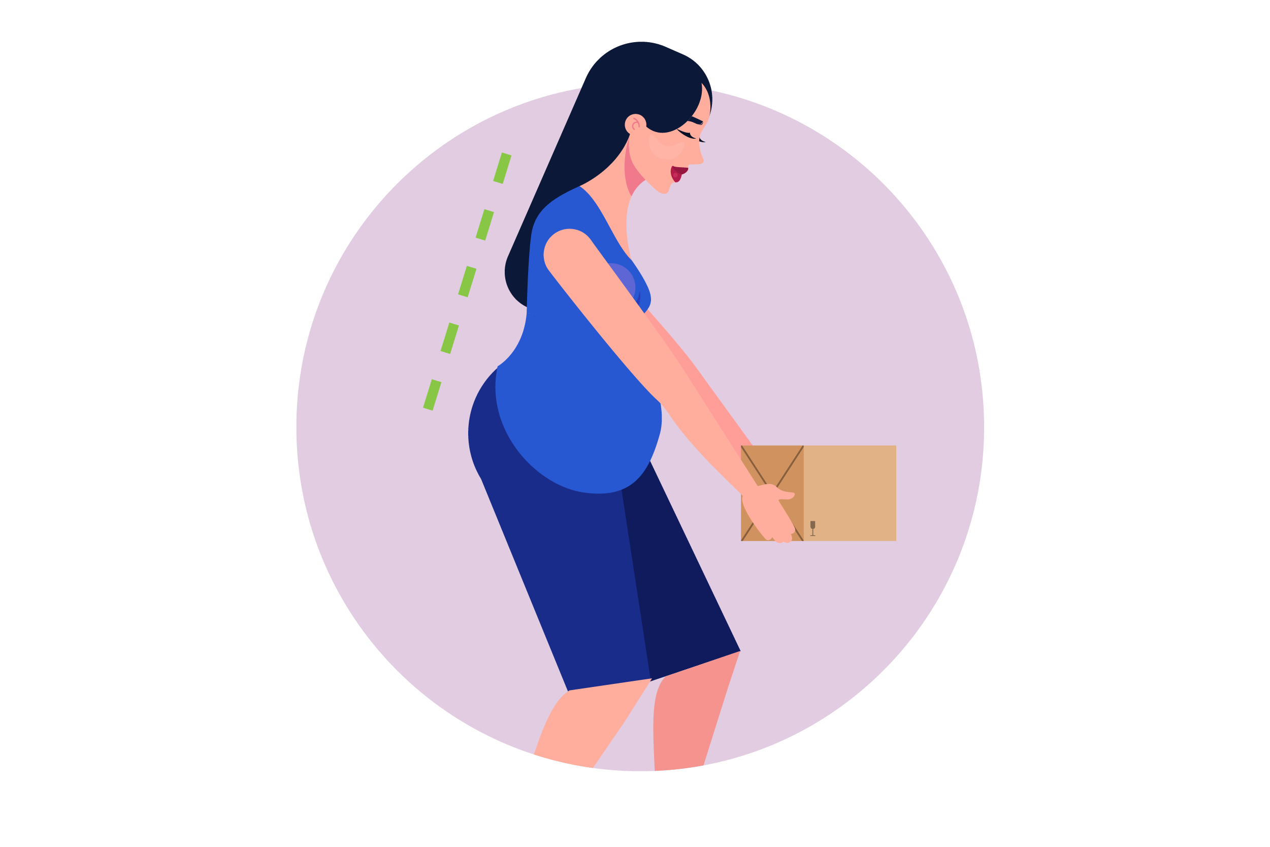Pregnant person lifting box