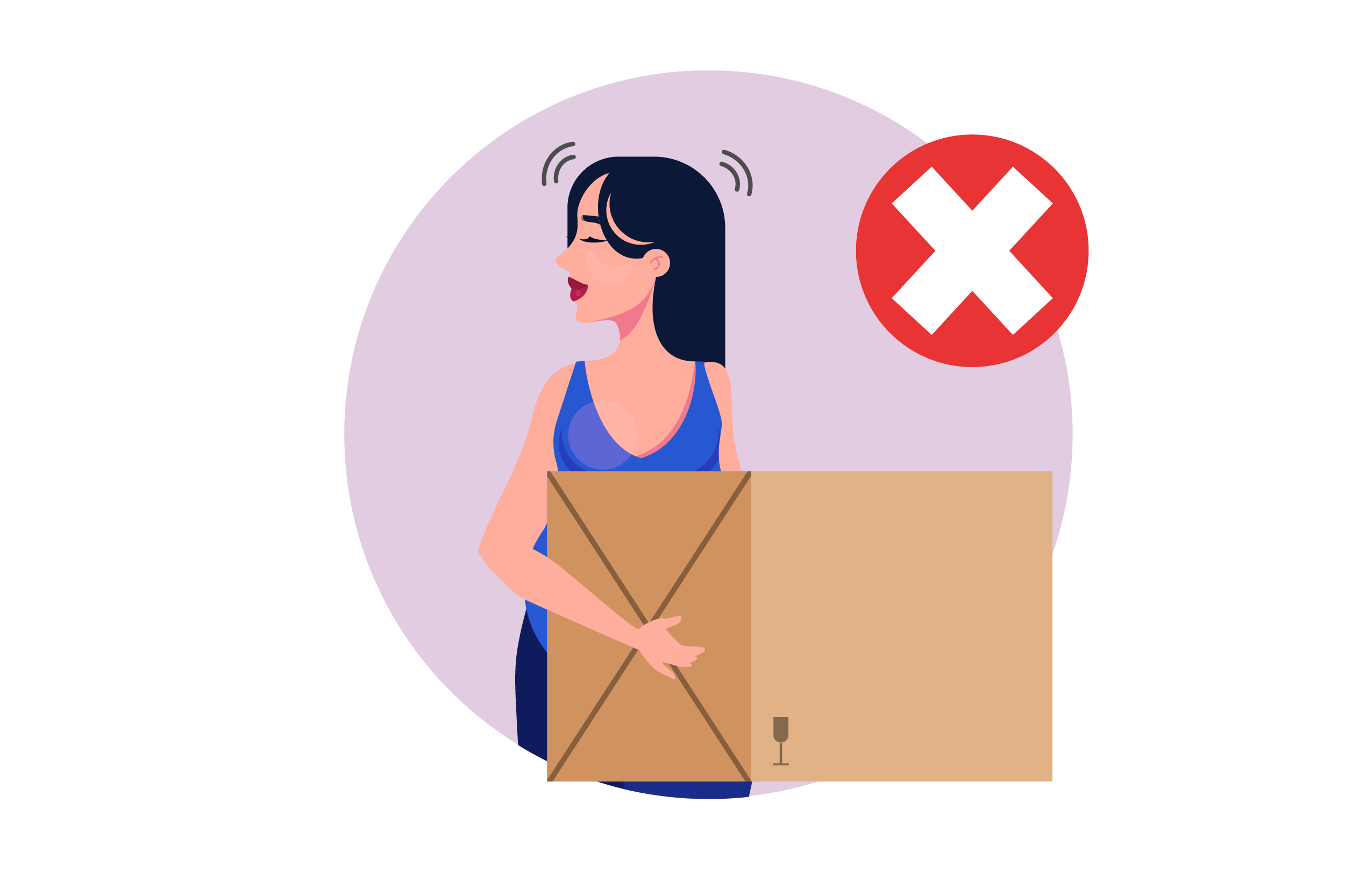 Pregnant person carrying oversized box